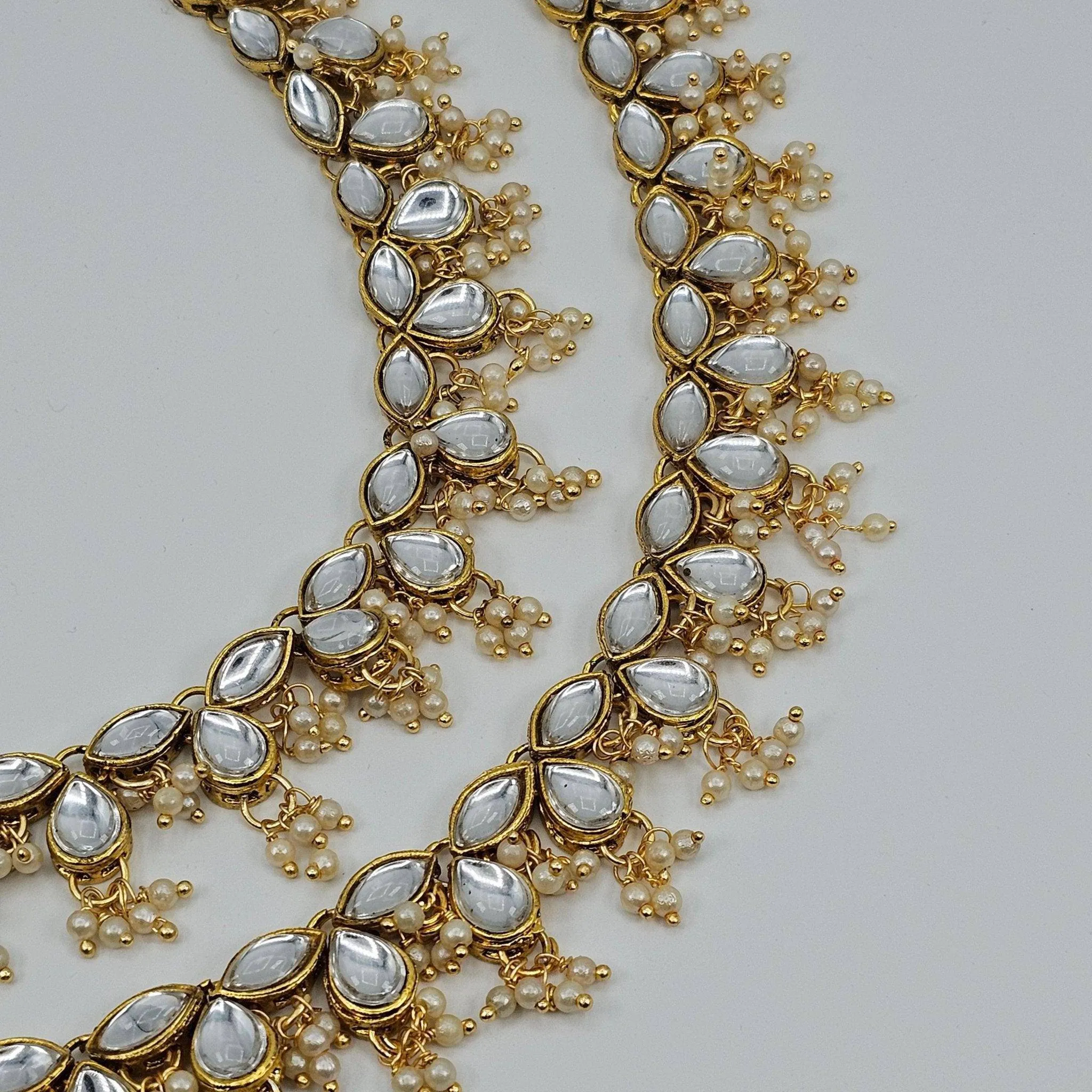 Kajal Kundan Stone  Pearl detailed Anklets