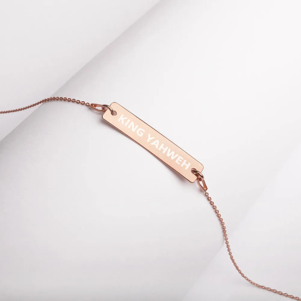 KING YAHWEH Engraved Silver Bar Chain Necklace