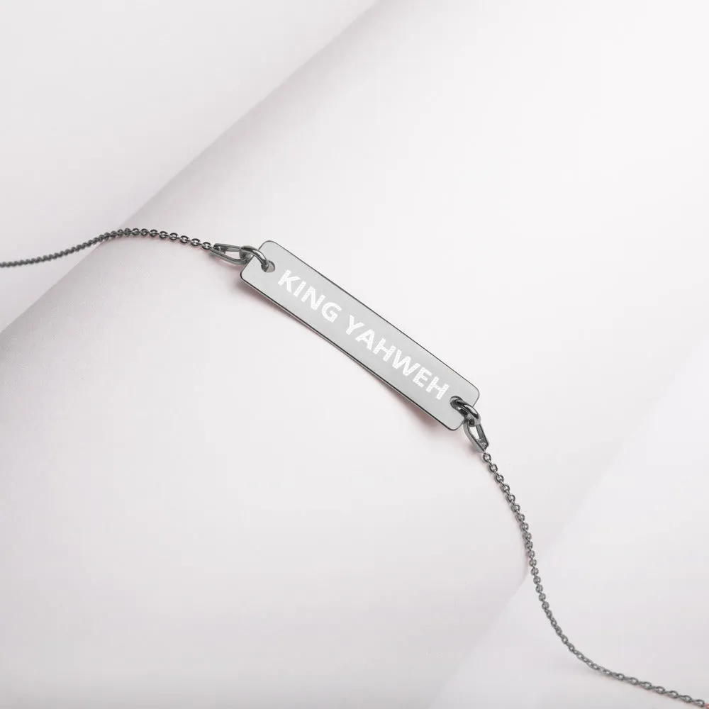 KING YAHWEH Engraved Silver Bar Chain Necklace
