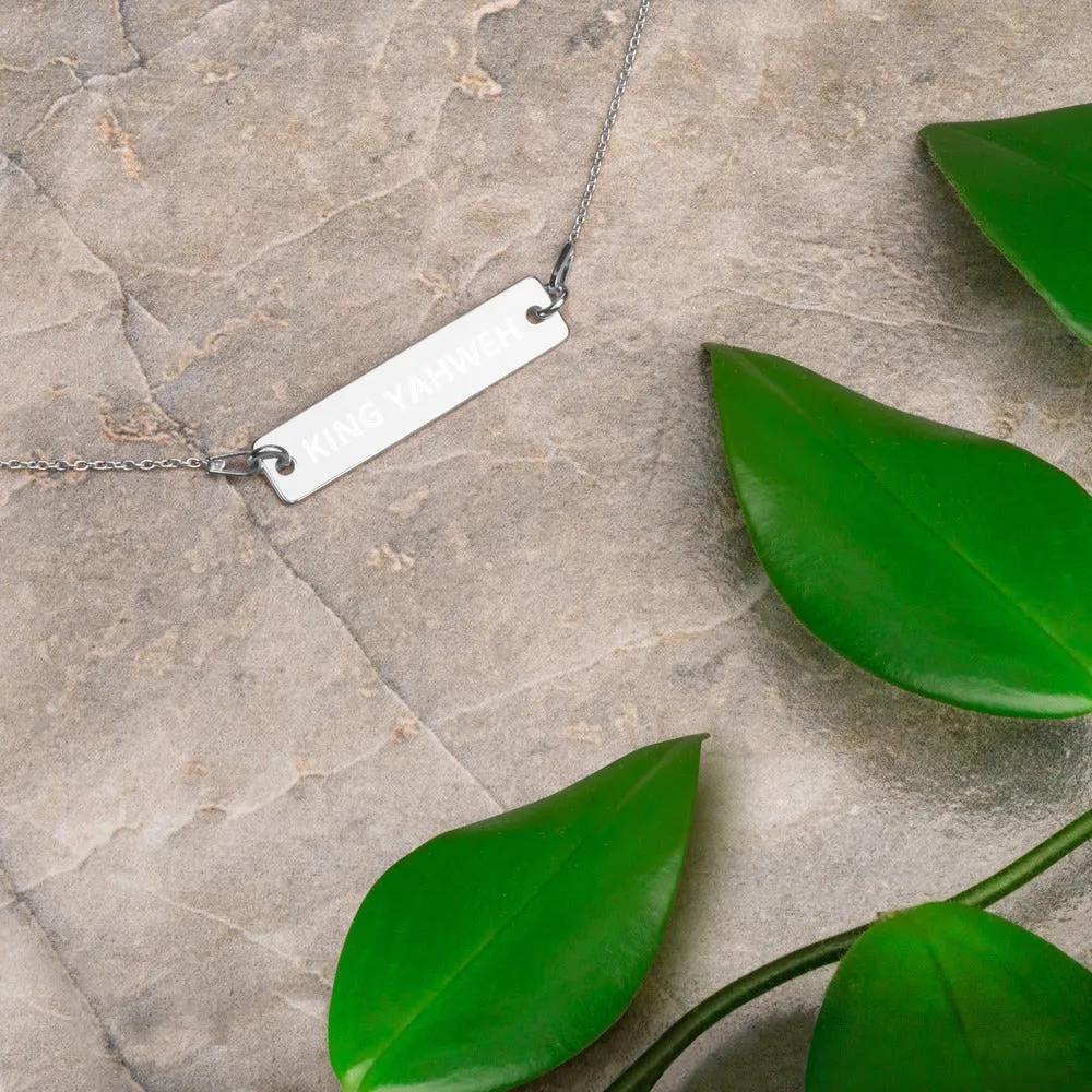 KING YAHWEH Engraved Silver Bar Chain Necklace