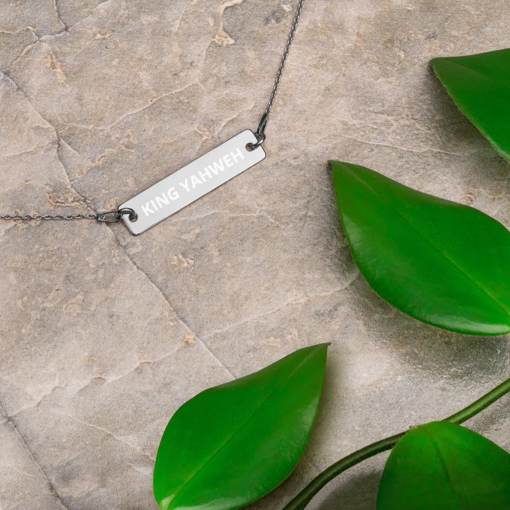 KING YAHWEH Engraved Silver Bar Chain Necklace