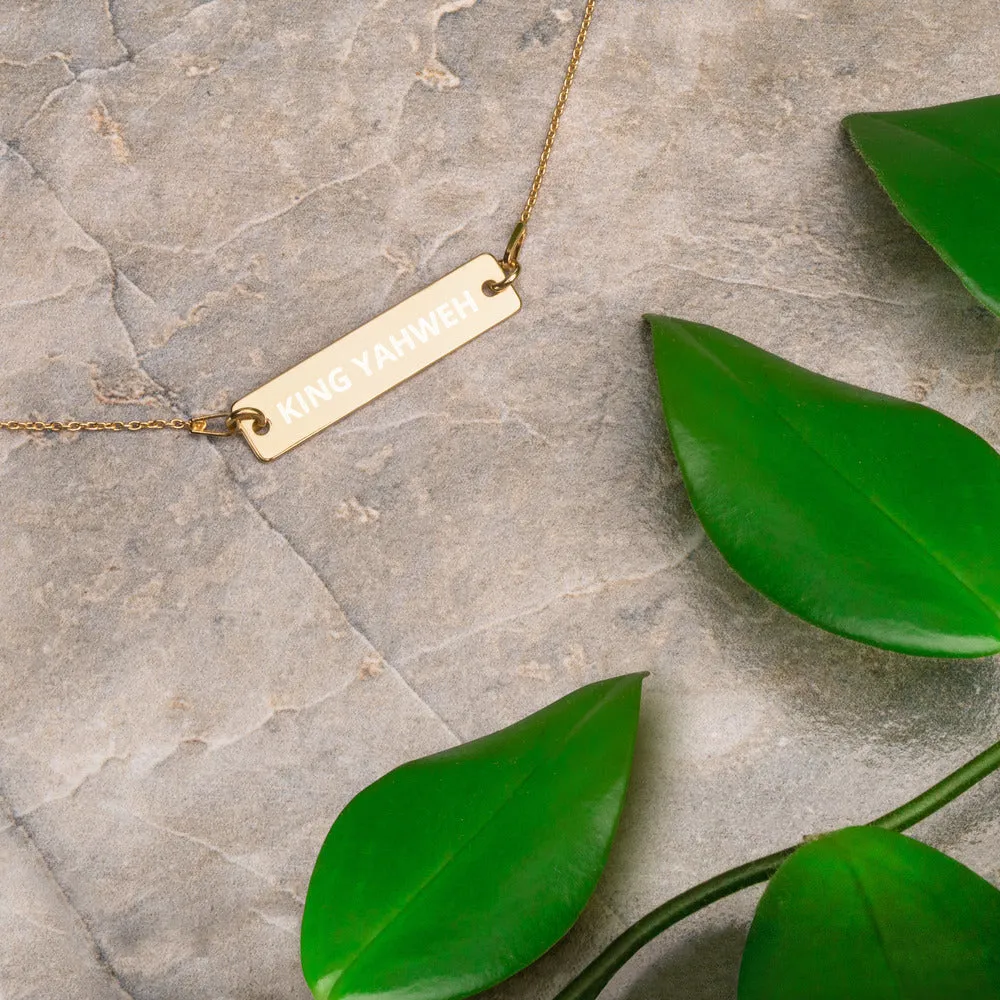 KING YAHWEH Engraved Silver Bar Chain Necklace