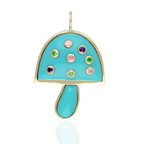 Lapis 8 Multicolor Collate Mushroom Pendant