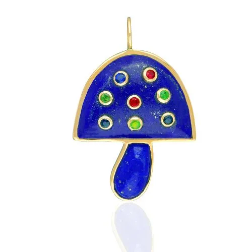 Lapis 8 Multicolor Collate Mushroom Pendant