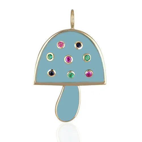 Lapis 8 Multicolor Collate Mushroom Pendant
