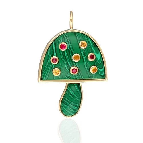 Lapis 8 Multicolor Collate Mushroom Pendant