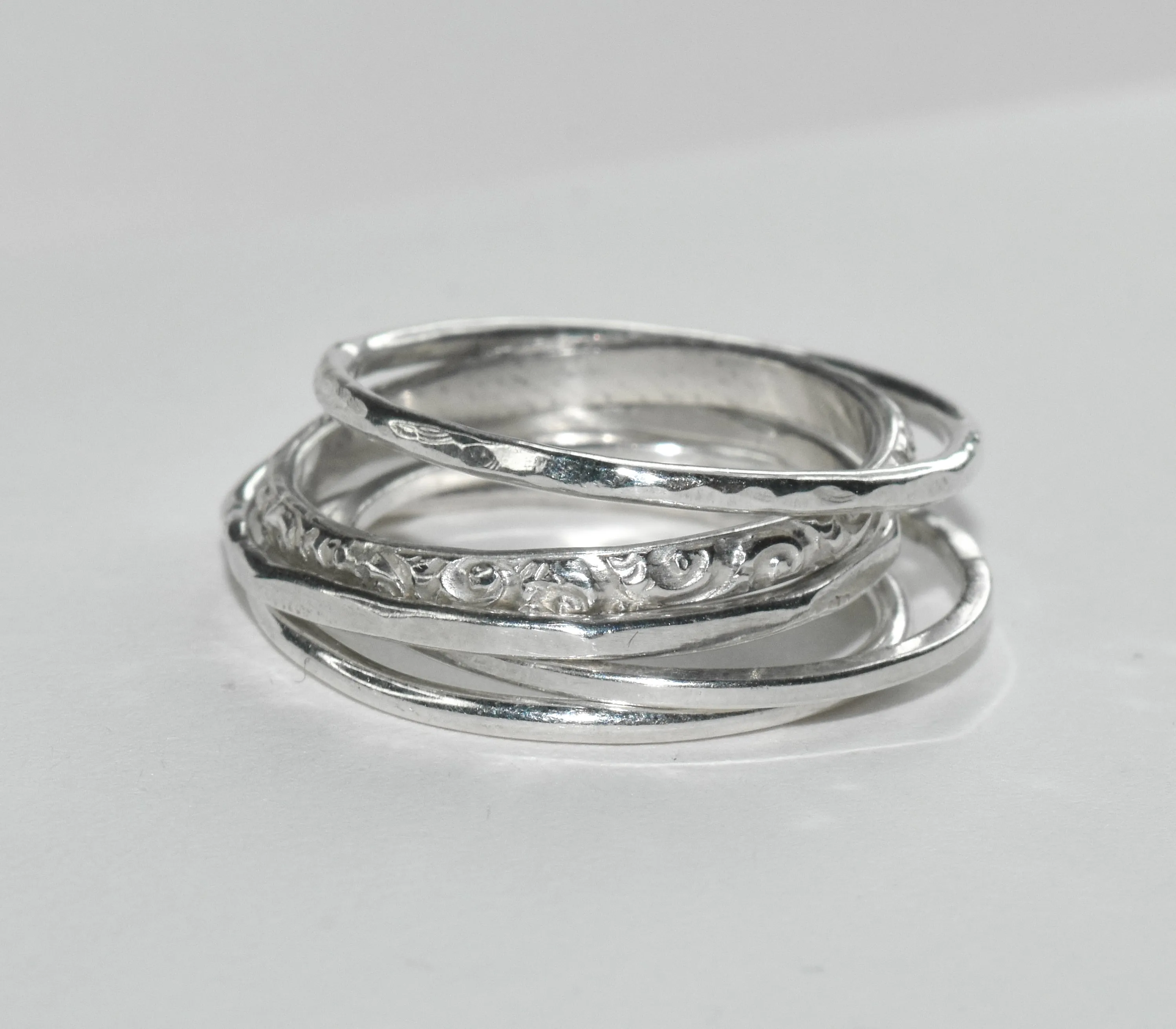 Le Floral | Simple Sterling Silver Floral Stacker Band