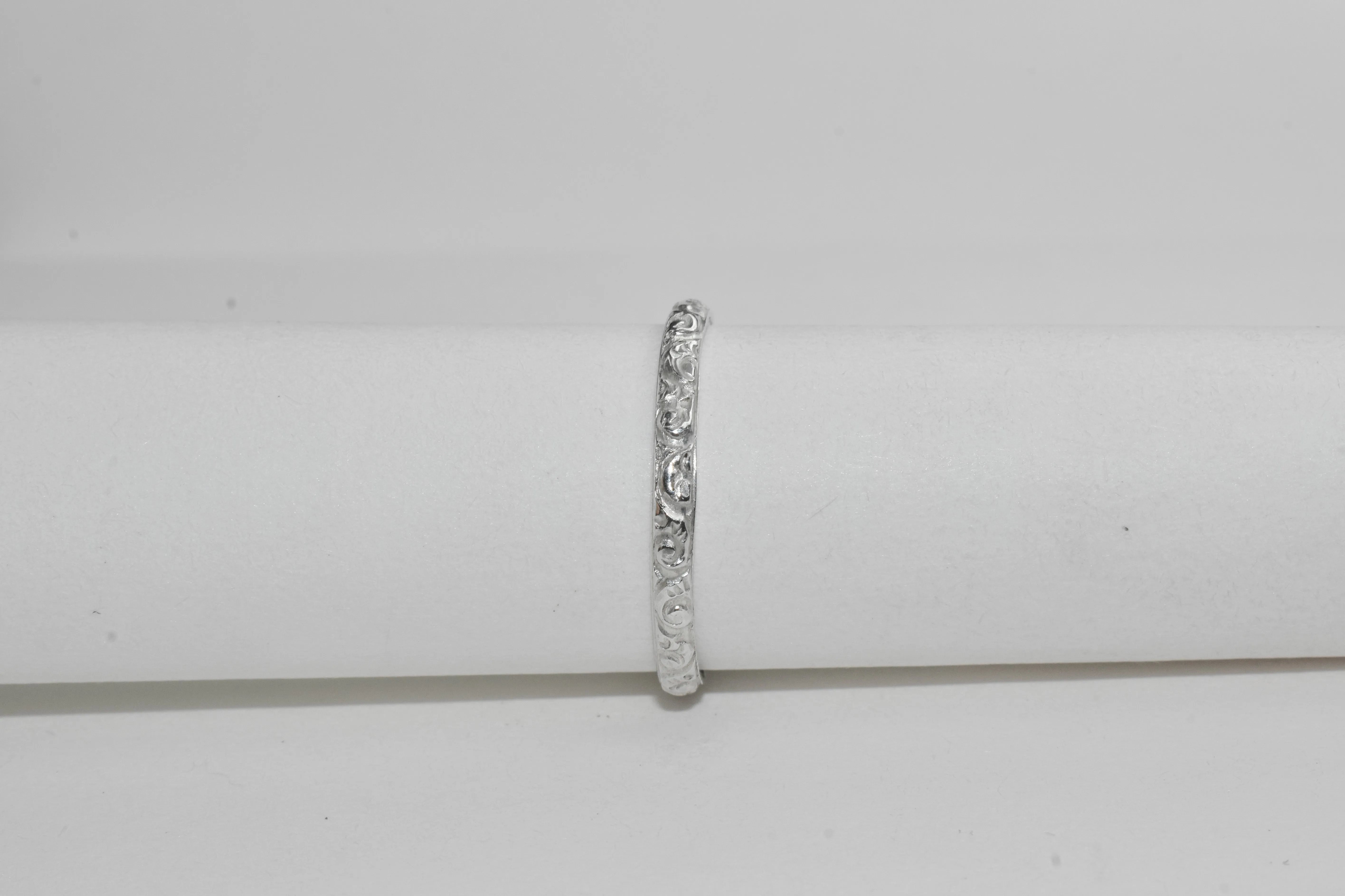 Le Floral | Simple Sterling Silver Floral Stacker Band