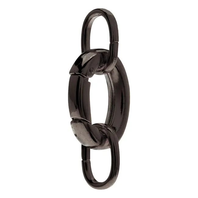 Lobster Clasps, Oval with 2 Jump Rings 20x15mm, Gunmetal Plated (1 Set)