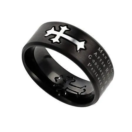 Man Of God Black Cross Ring