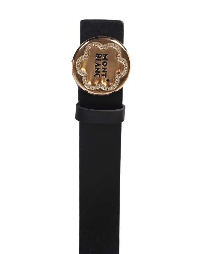 MontBlanc  Classic Gold Buckle Gilded Belt Black