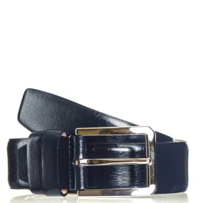 Navy Blue Textured Leather Belt