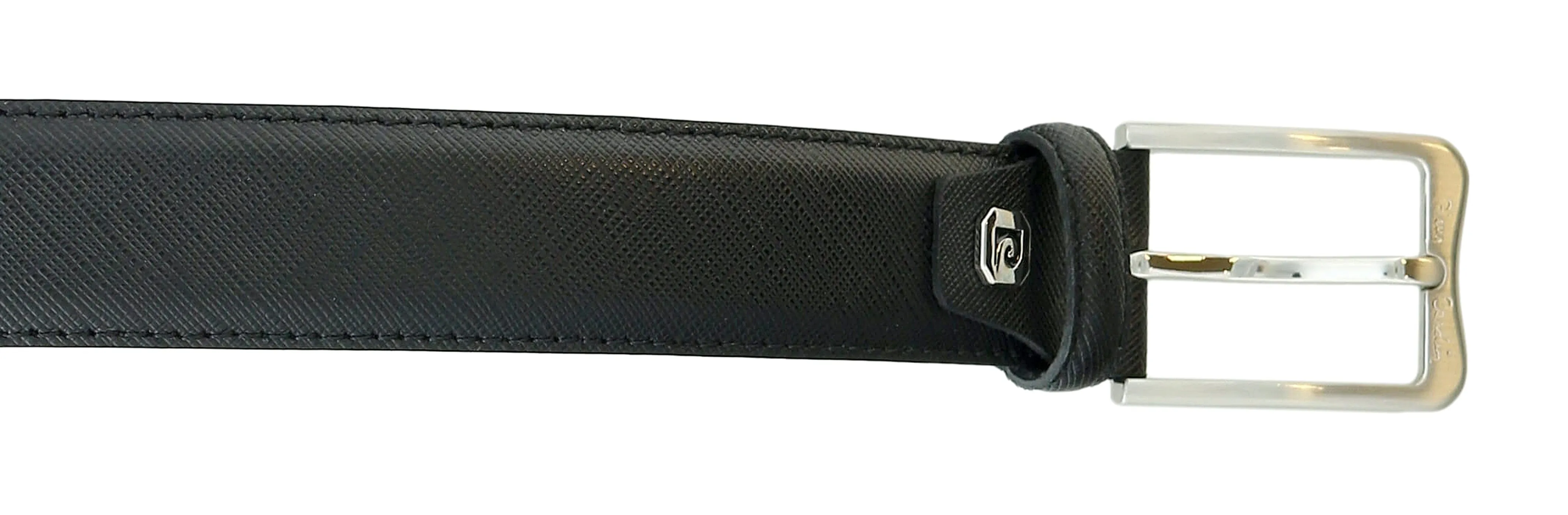 Pierre Cardin Black Textured Classic Silver D-Ring Adjustable Belt Adjustable Mens Belt-