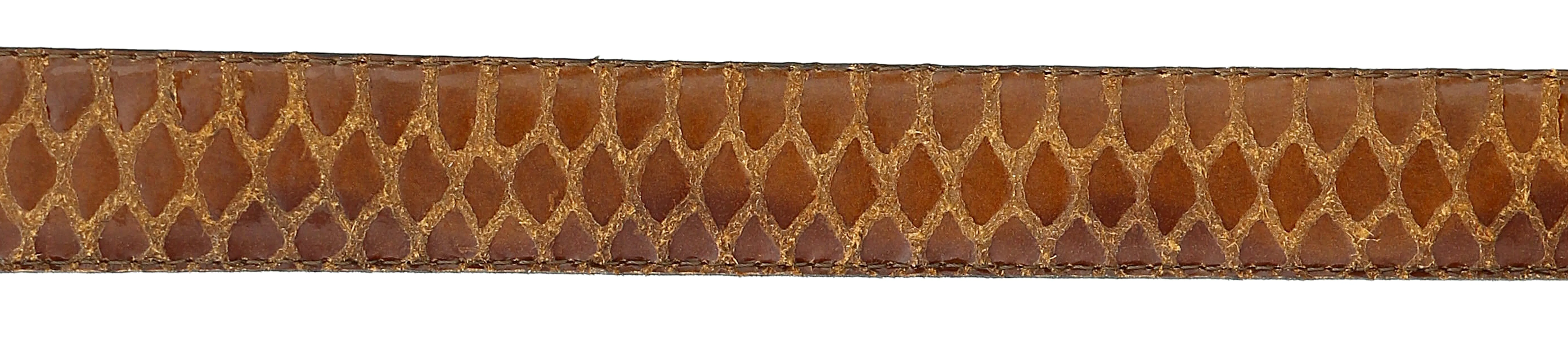 Pierre Cardin Brown Python Embossed Square D-Ring Buckle Adjustable Belt Adjustable Mens Belt-