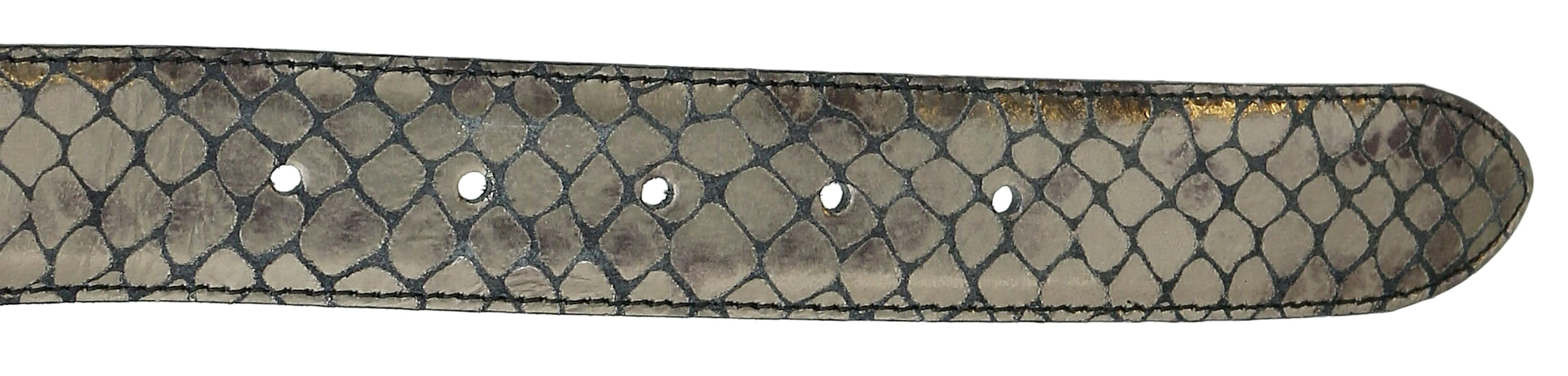 Pierre Cardin Metallic Grey Python Embossed Classic D-Ring Adjustable Belt Adjustable Mens Belt-