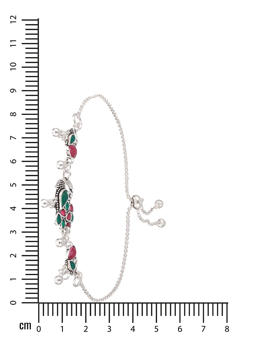 Set Of 2 Silver-Plated Stone-Studded Anklets