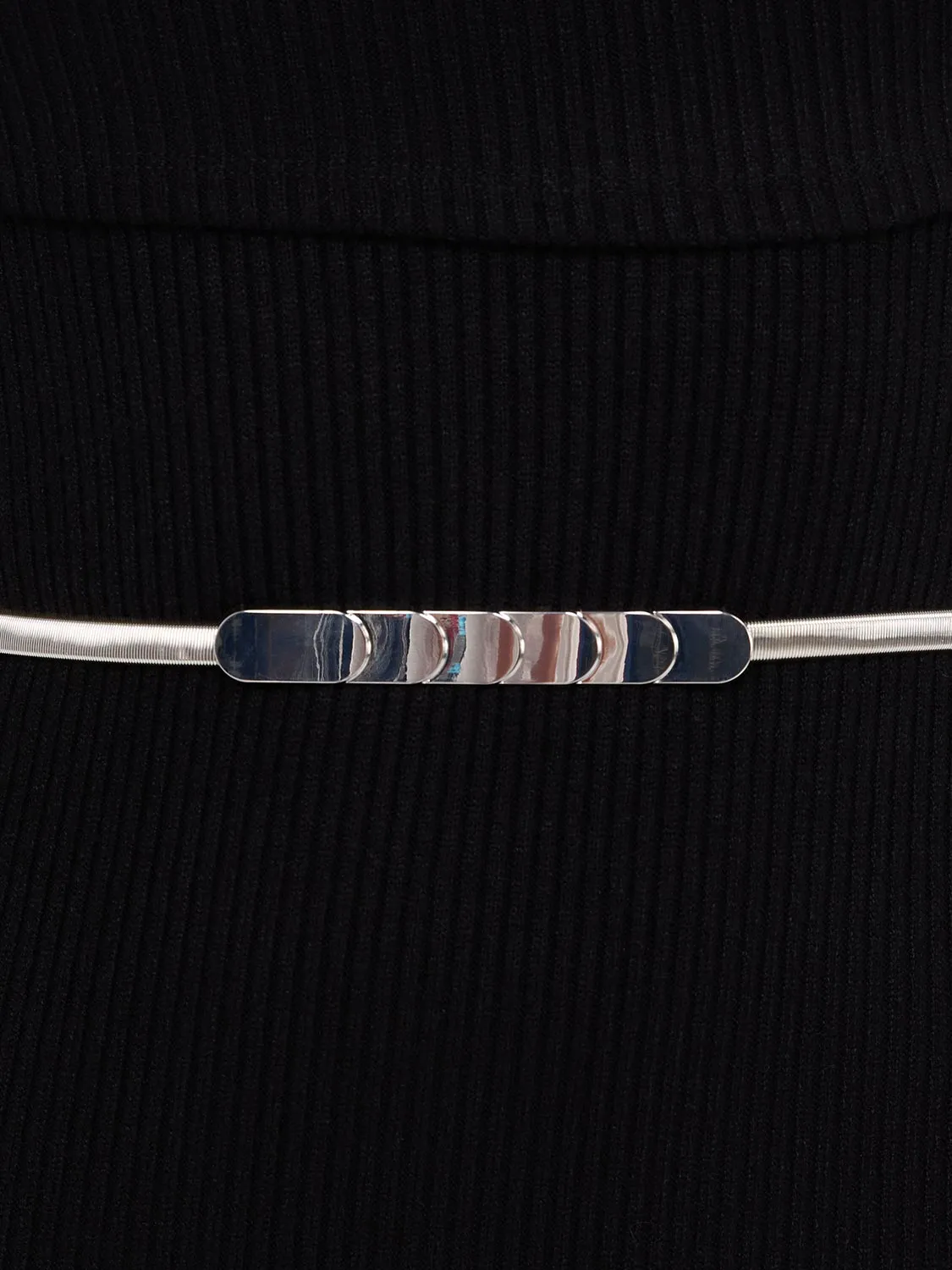 Silver Metal Belt With Textured Buckle