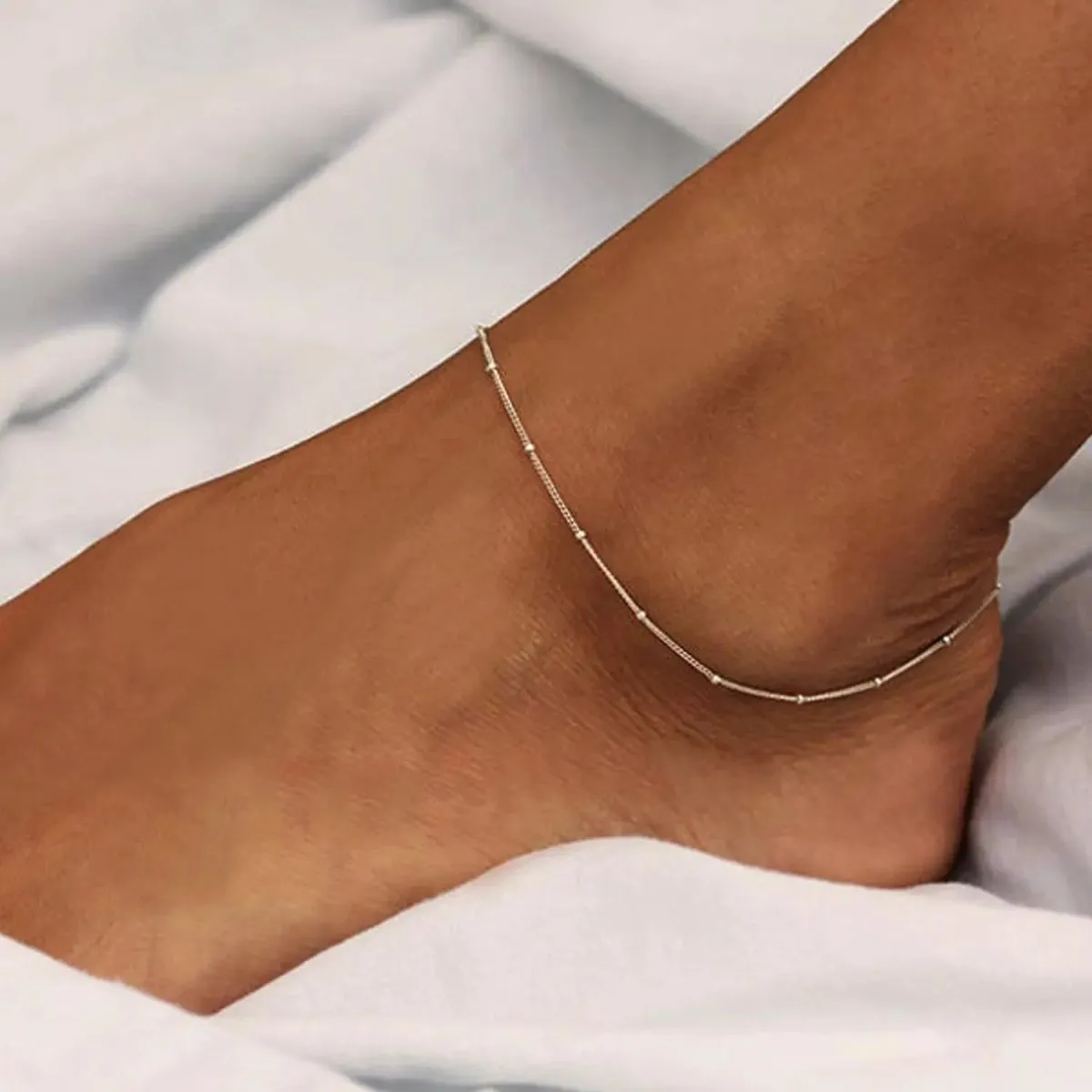 Silver Satellite Ankle Bracelets