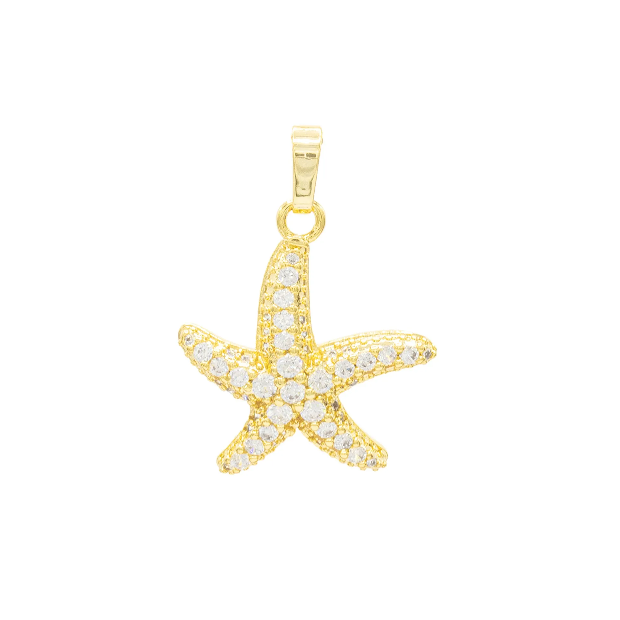 Starfish Pendant 14K Gold Filled Cubic Zirconia Anklet 10" Set 2.5 mm Women Jewelry