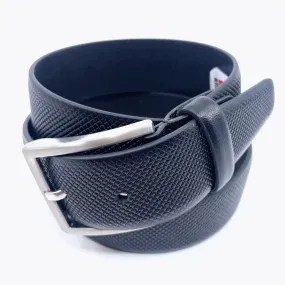 Textured Leather Dress Belt by Lindenmann / Black