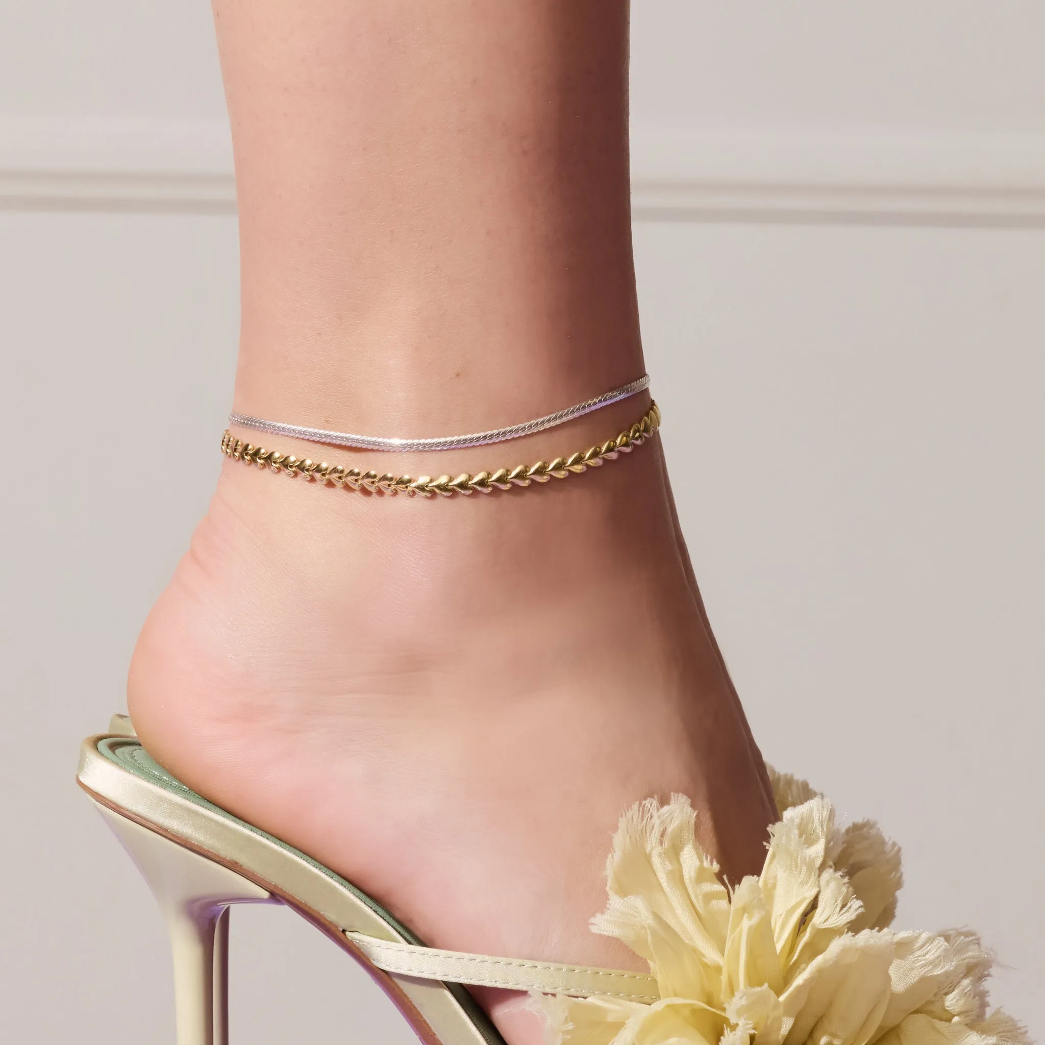 Thin Herringbone Chain Anklet