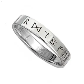 Viking Travel Rune Skinny Silver Band Ring