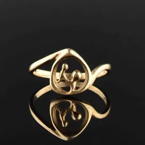 Vintage 14K Gold Vermeil Mother Baby Cutout Push Present Ring