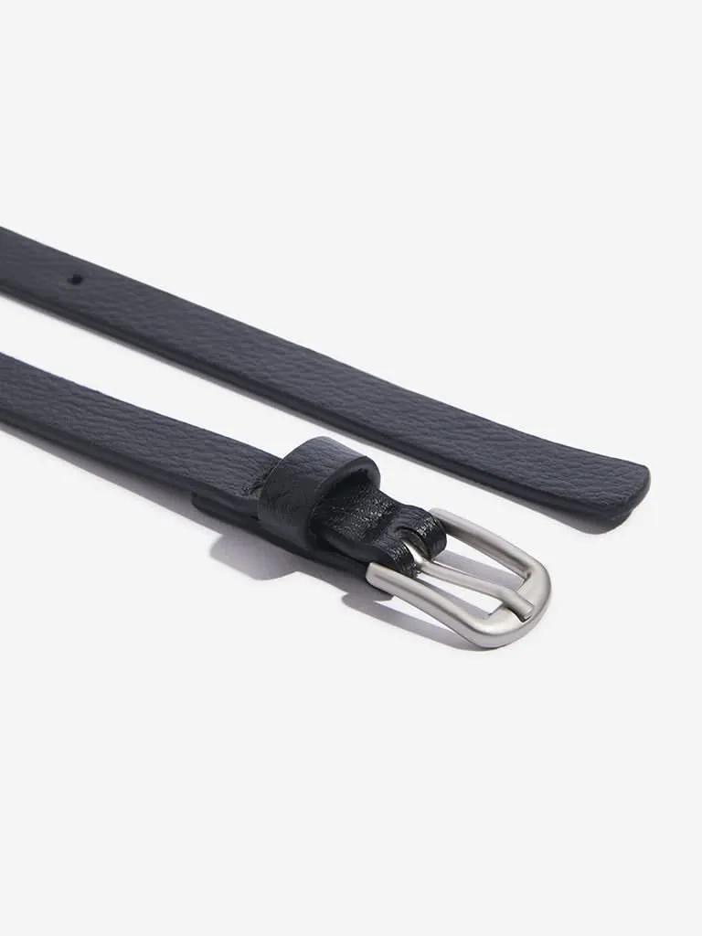 Westside Accessories Black Textured Belts Pack Of 2