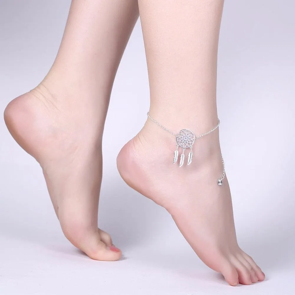 Women’s Fashion Foot Chain, Silver Color Anklets, Casual Jewelry for Girls