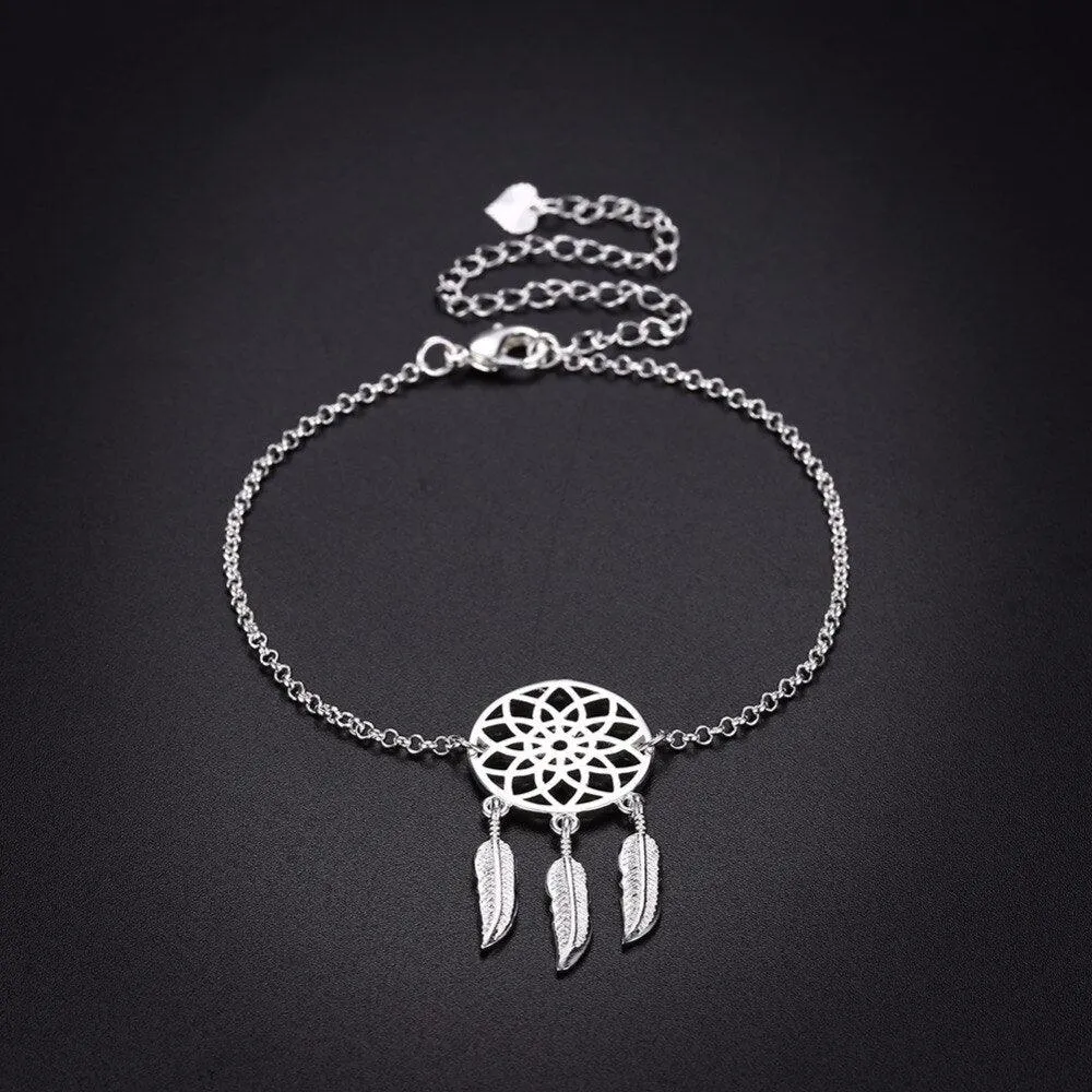 Women’s Fashion Foot Chain, Silver Color Anklets, Casual Jewelry for Girls